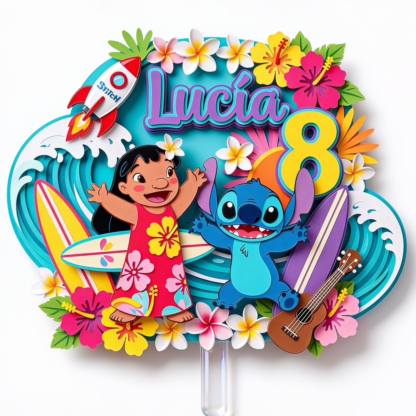 Cake Topper "Cumpleaños Hawaiano"