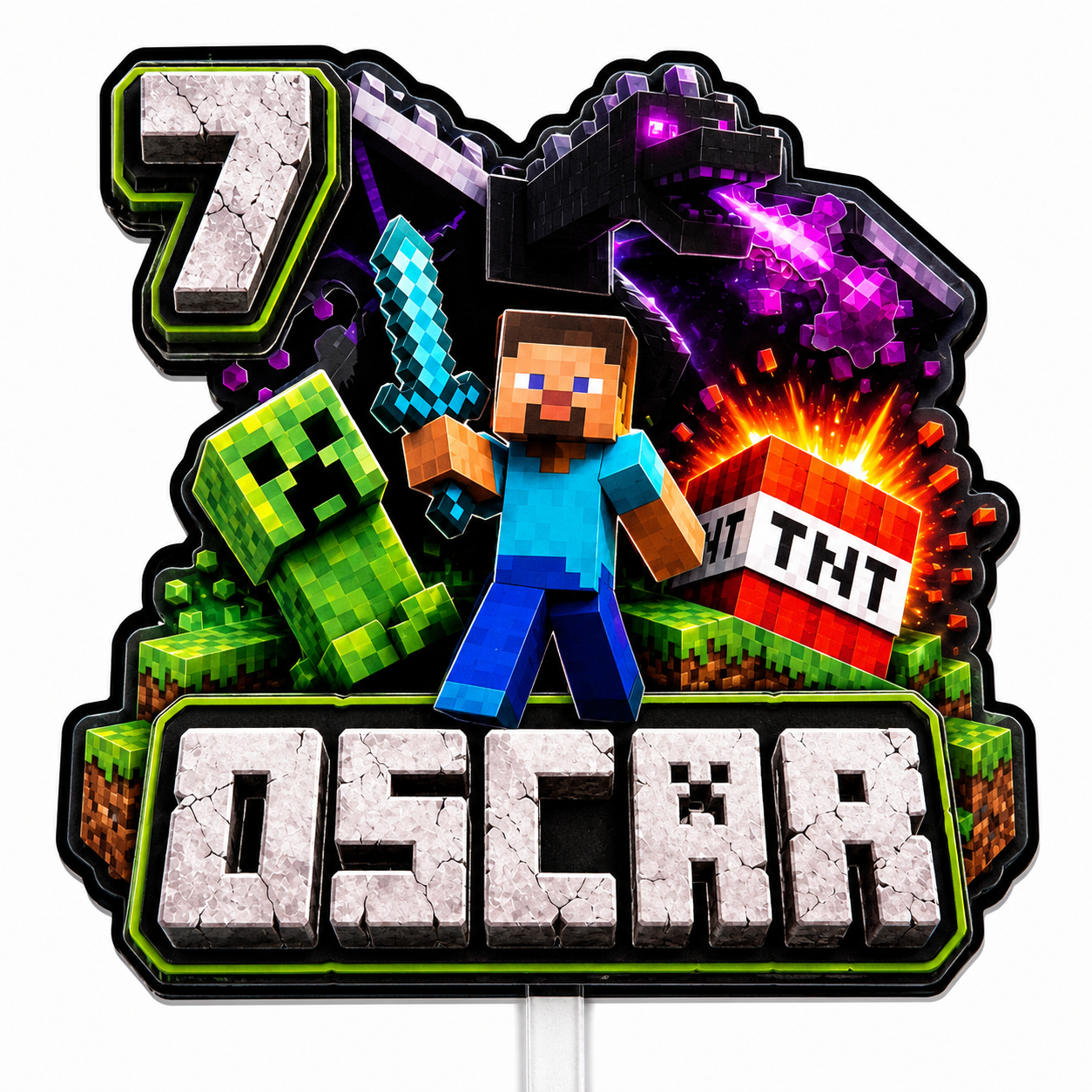 Cake Topper “MineCraft” y accesorios