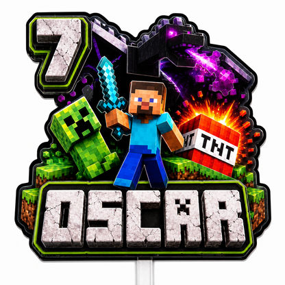 Cake Topper “MineCraft” y accesorios