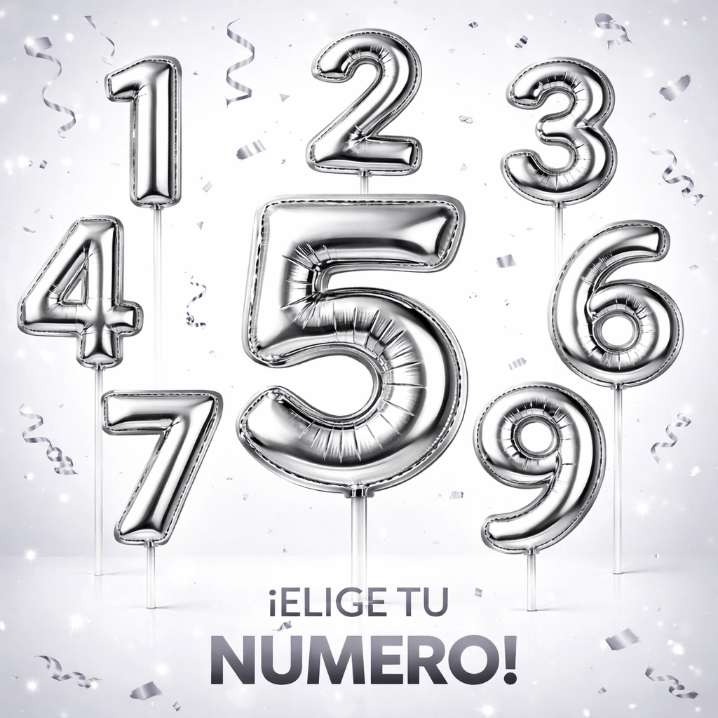 Cake Toppers Números Estilo Globo – Plateado