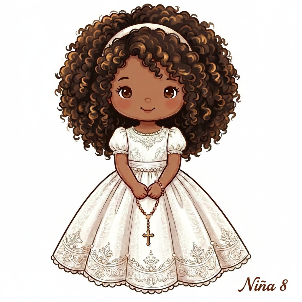 Cake Topper “Mi primera comunión” Niña Rosas