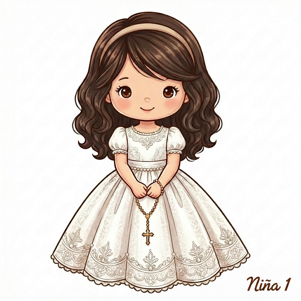 Cake Topper “Mi primera comunión” Niña Rosas