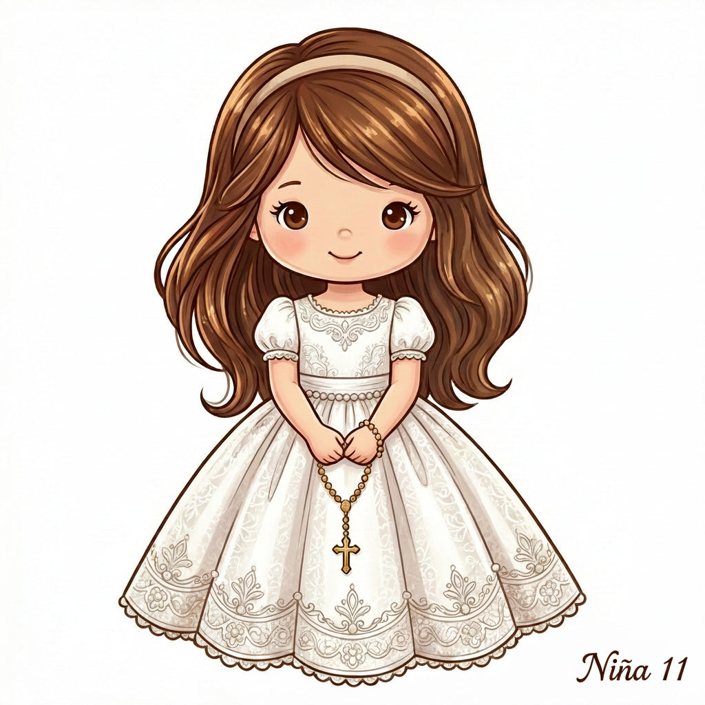 Cake Topper “Mi primera comunión” Niña Rosas
