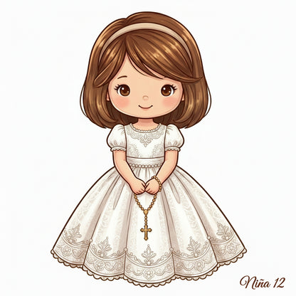 Cake Topper “Mi primera comunión” Niña Rosas