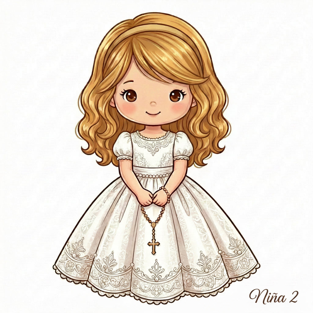 Cake Topper “Mi primera comunión” Niña Rosas