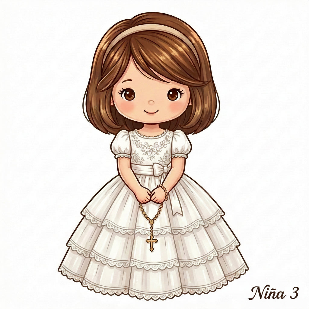 Cake Topper “Mi primera comunión” Niña Rosas