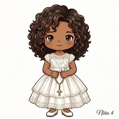 Cake Topper “Mi primera comunión” Niña Rosas