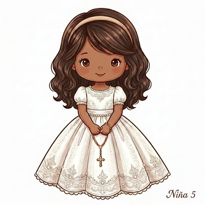 Cake Topper “Mi primera comunión” Niña Rosas
