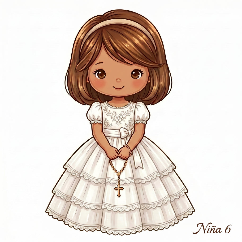 Cake Topper “Mi primera comunión” Niña Rosas