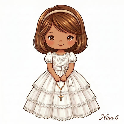 Cake Topper “Mi primera comunión” Niña Rosas