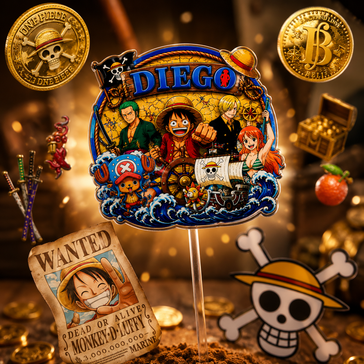 Cake Topper "Cumpleaños One Piece"