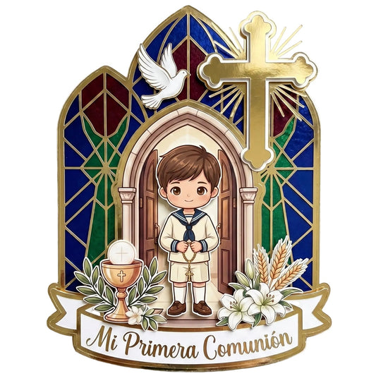 Cake Topper “Comunión” Niño vitral
