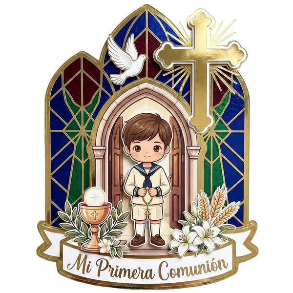 Cake Topper “Comunión” Niño vitral