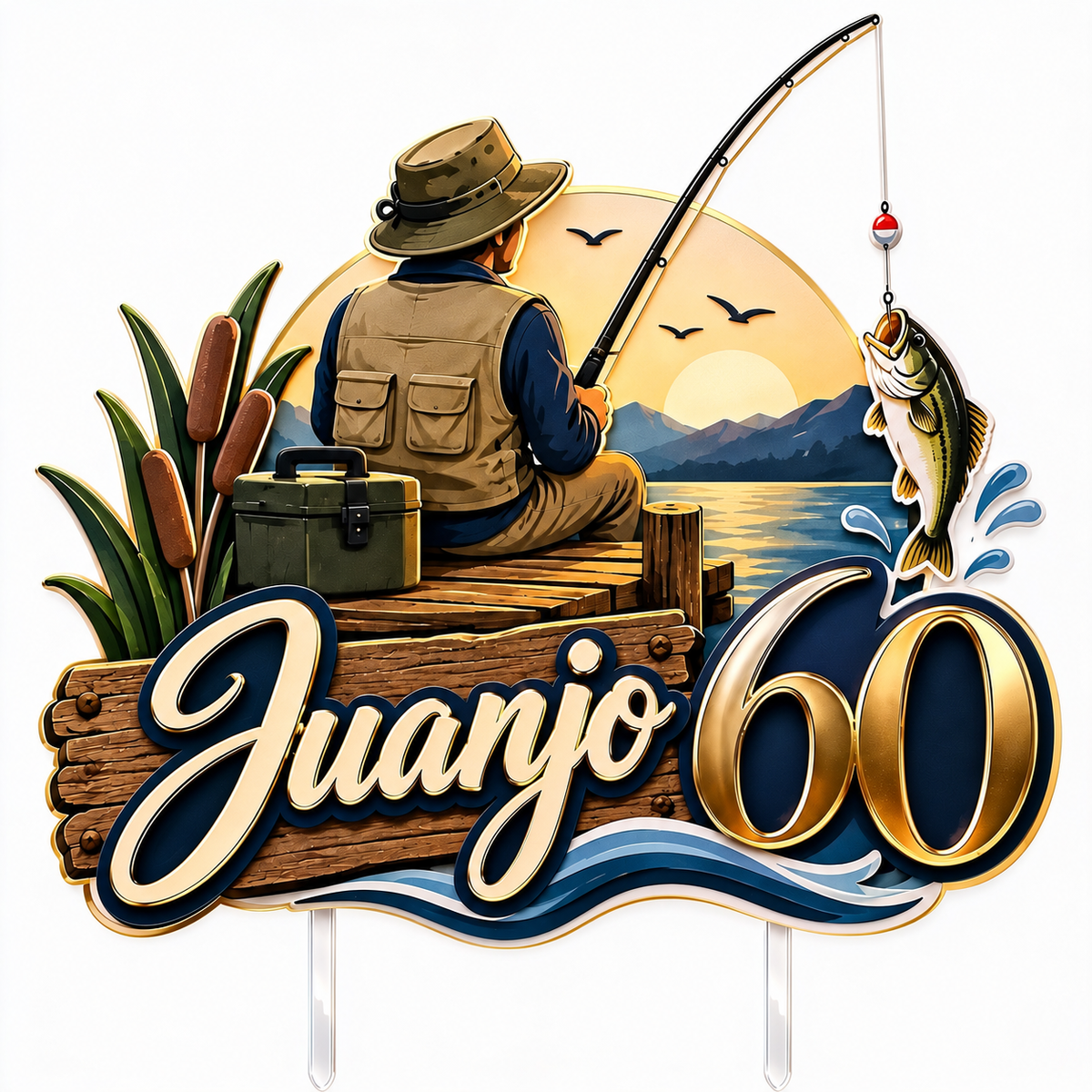 Cake Topper "Cumpleaños Pesca"
