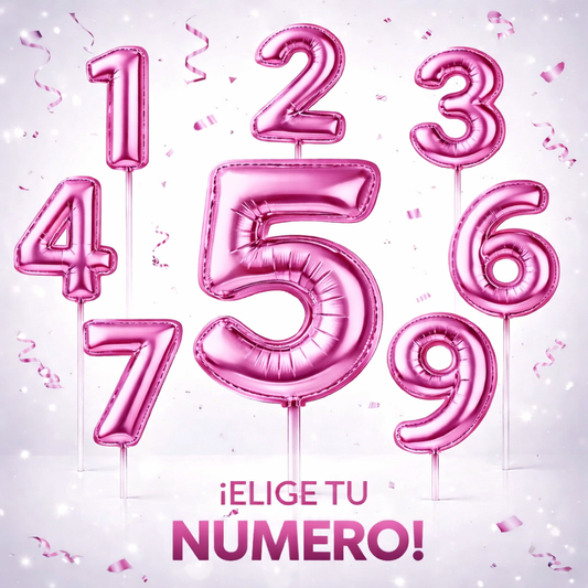 Cake Toppers Números Estilo Globo – Rosa