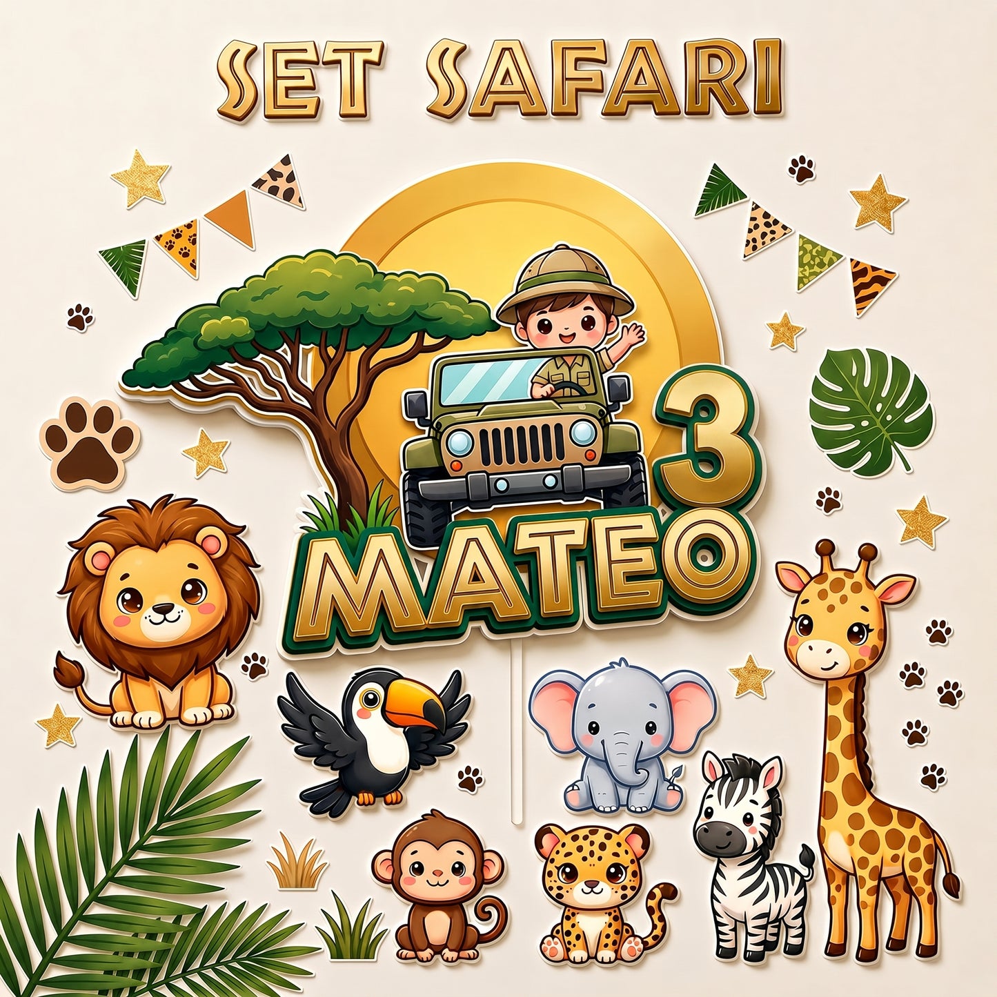 Cake Topper "Cumpleaños Safari"