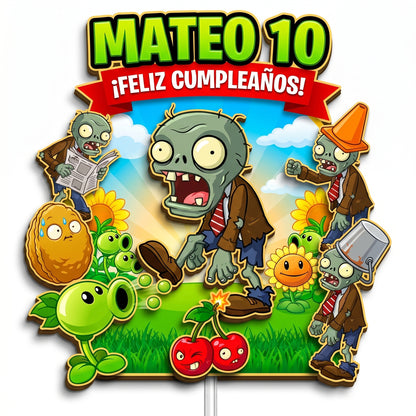 Cake Topper "Cumpleaños PvZ Zombie"
