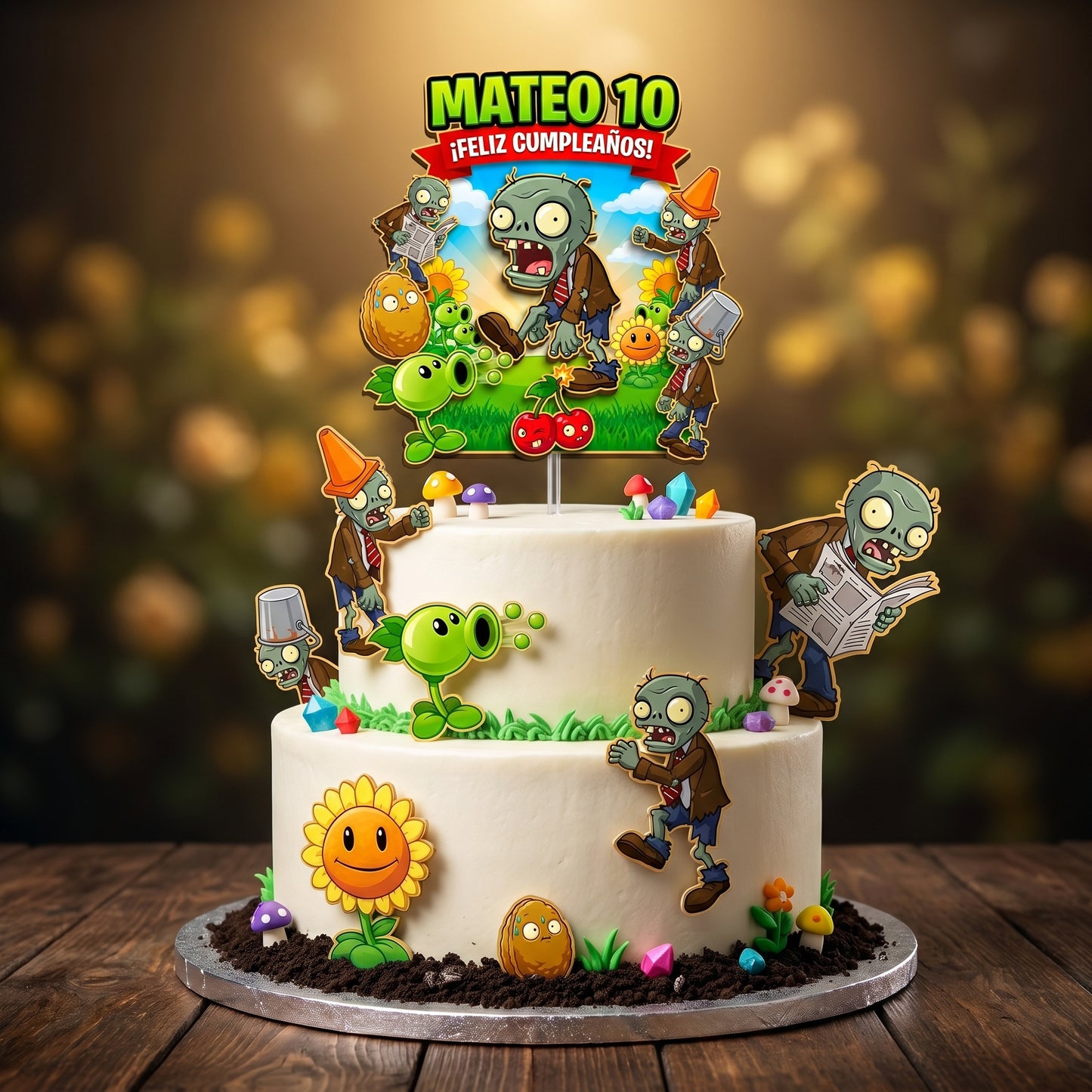 Cake Topper "Cumpleaños PvZ Zombie"